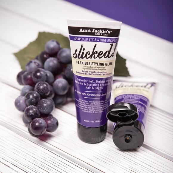 Aunt Jackie's SLICKED Flexible Styling Glue- Grapeseed Style & Shine 4oz - Picture 2 of 12